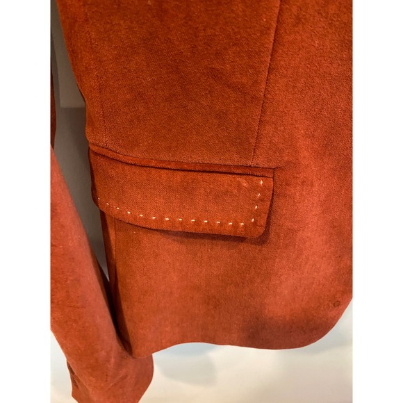 Elie Tahari Women's Rust Orange Blazer Single Button Embellished Pockets - Picture 3 of 9
